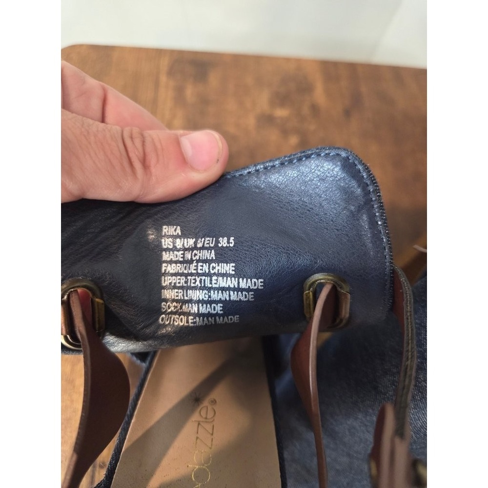 Shoedazzle‎ Rika Denim Peep Toe Booties 8 Blue Block Heel Ankle Strap Shoes - Picture 5 of 5